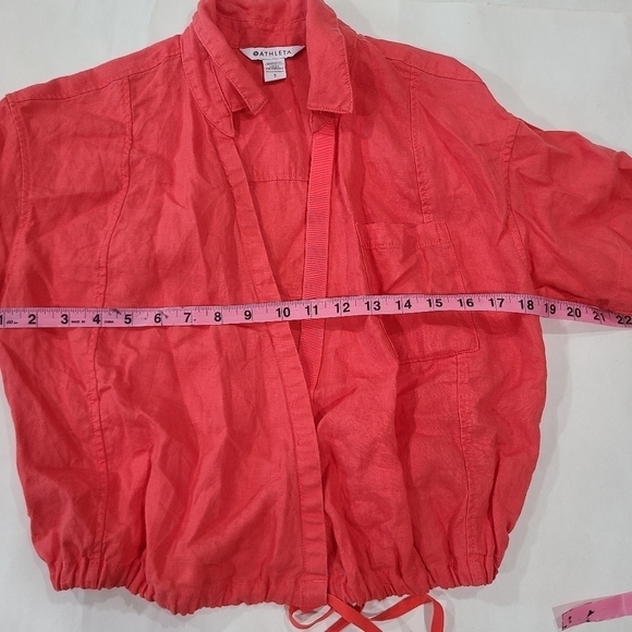 Athleta Playa Linen Set Top & Wide Leg Crop Pants Passionfruit Coral Small 6 S - Picture 8 of 16